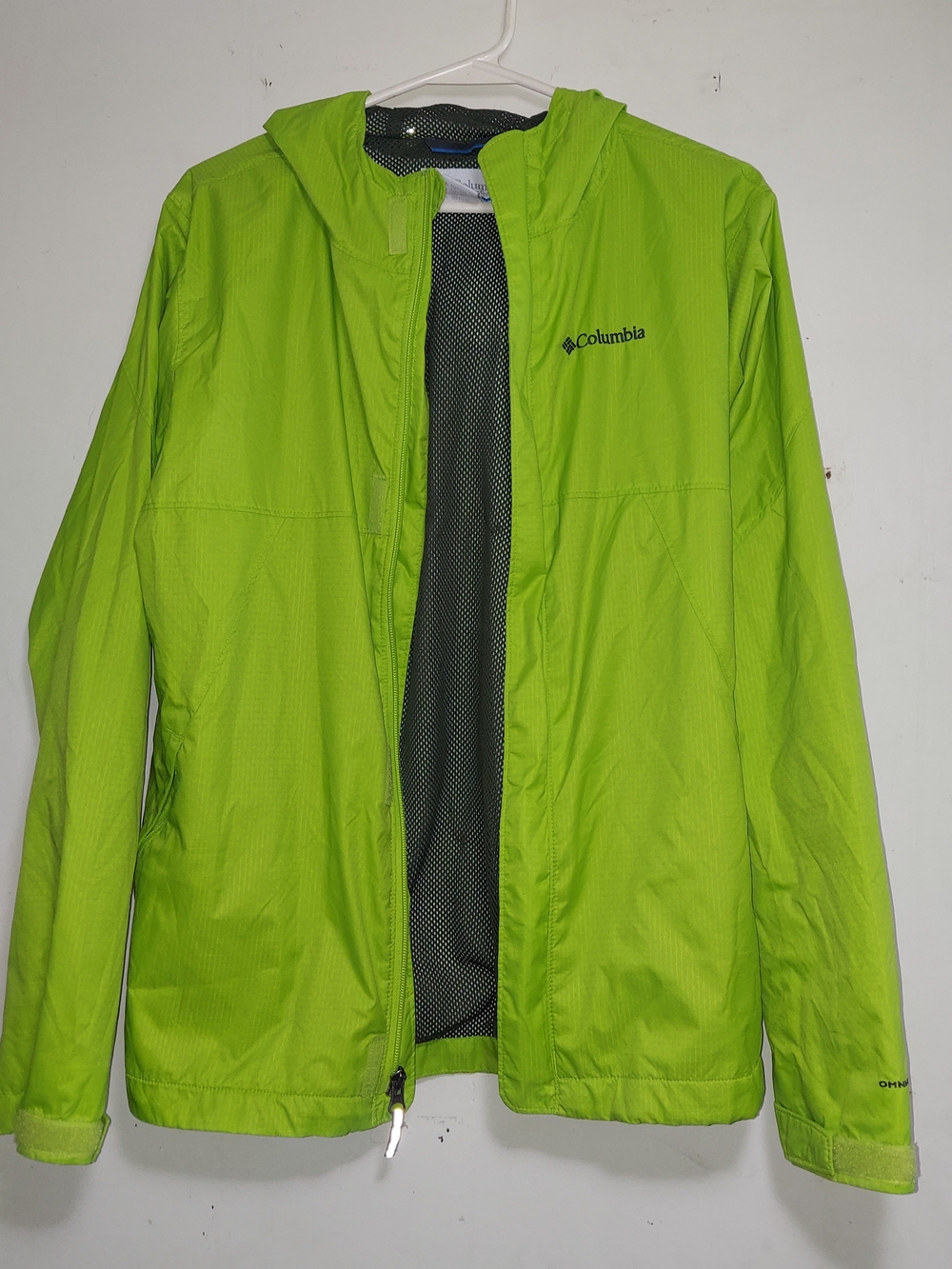 Columbia Men’s Bright Lime Green Hooded Rain Jacket